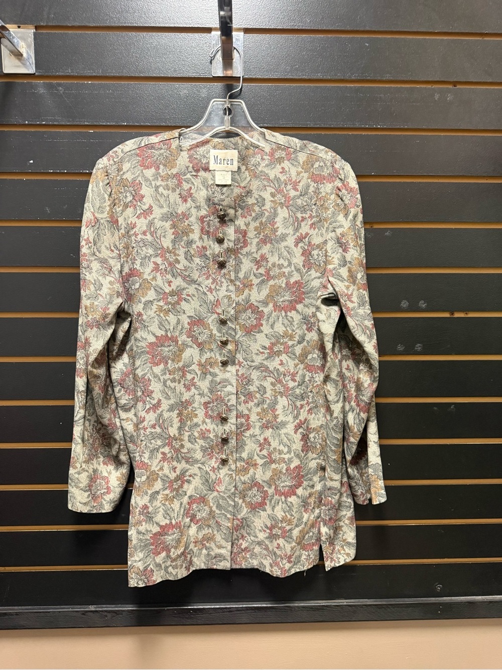 Vintage Maren Floral Tapestry Button Front Blouse Top USA Made 6P